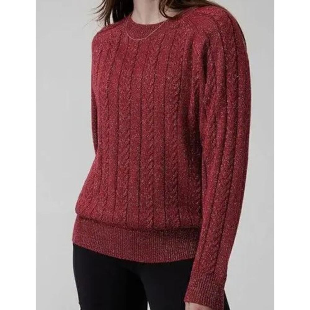 Athleta Crossroads Crew Sweater in Red Metallic - Picture 1 of 5